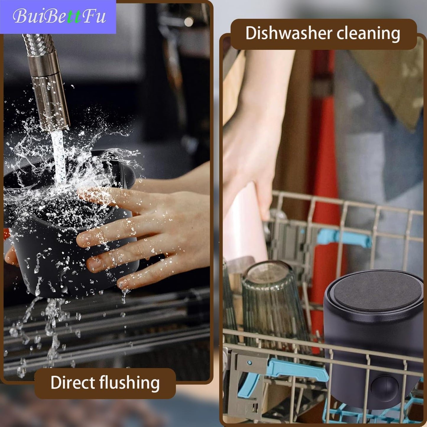 Coffee Knock Box Shock-Absorbent Durable Barista Style Knock Box With Removable Knock Bar and Non-Slip Base Gift (4.6 x 4.3 Inch-Black)