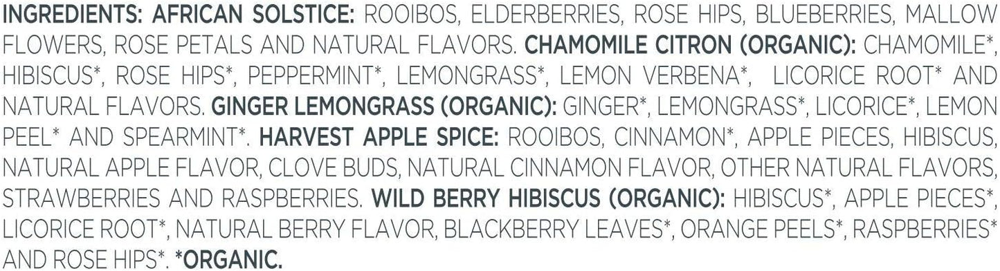 Tea Forte Assorted Herbal Presentation Box Tea Gift Set Sampler, 20 Count, 2 of Each Variety Individually Wrapped Handcrafted Pyramid Infuser Bags