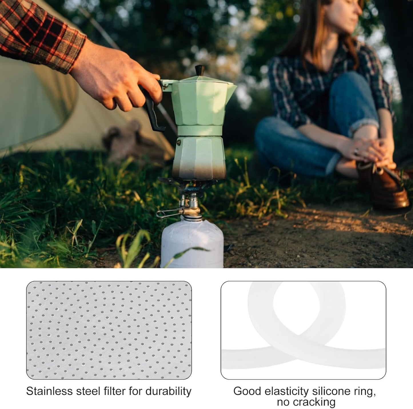 2/3/6/9/12 Cup Gasket & Filter For Stovetop Espresso Coffee Makers, Rubber Seal For Stove Top Coffee Maker Moka Pot, Silicone Gasket Seals, Espresso Machine Replacement Parts(3 cup)