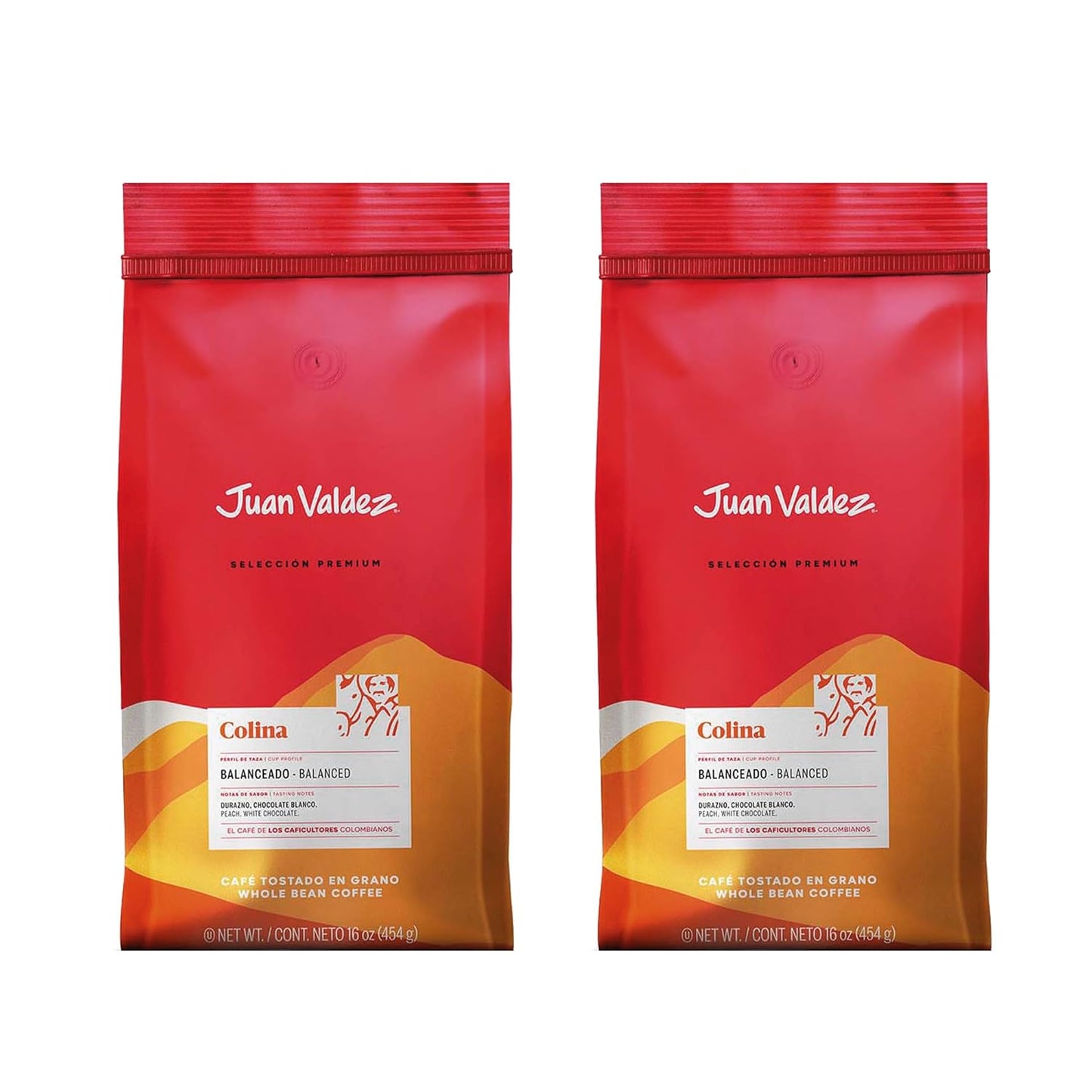 Juan Valdez Colina Whole Bean Coffee, Balanced Roast 16 OZ - Premium Colombian Coffee - Unique “Caracolito” beans produce a coffee of balanced flavor and mild texture (Pack of 2)