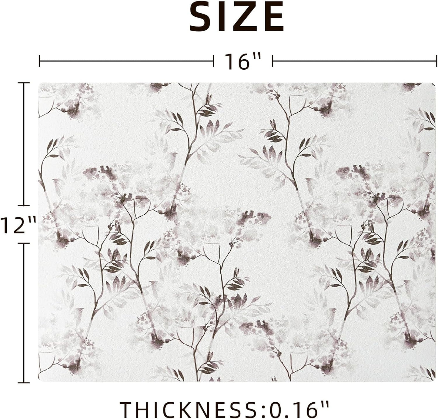 Dish Drying Mat, Diatomaceous Earth Soft Coffee Mat, Absorbent Silicone Dish Drying Mat for Kitchen Counter or Sink for Kitchen Bathroom Coffee Bar (Inked Flower, 12 x 16 Inches)