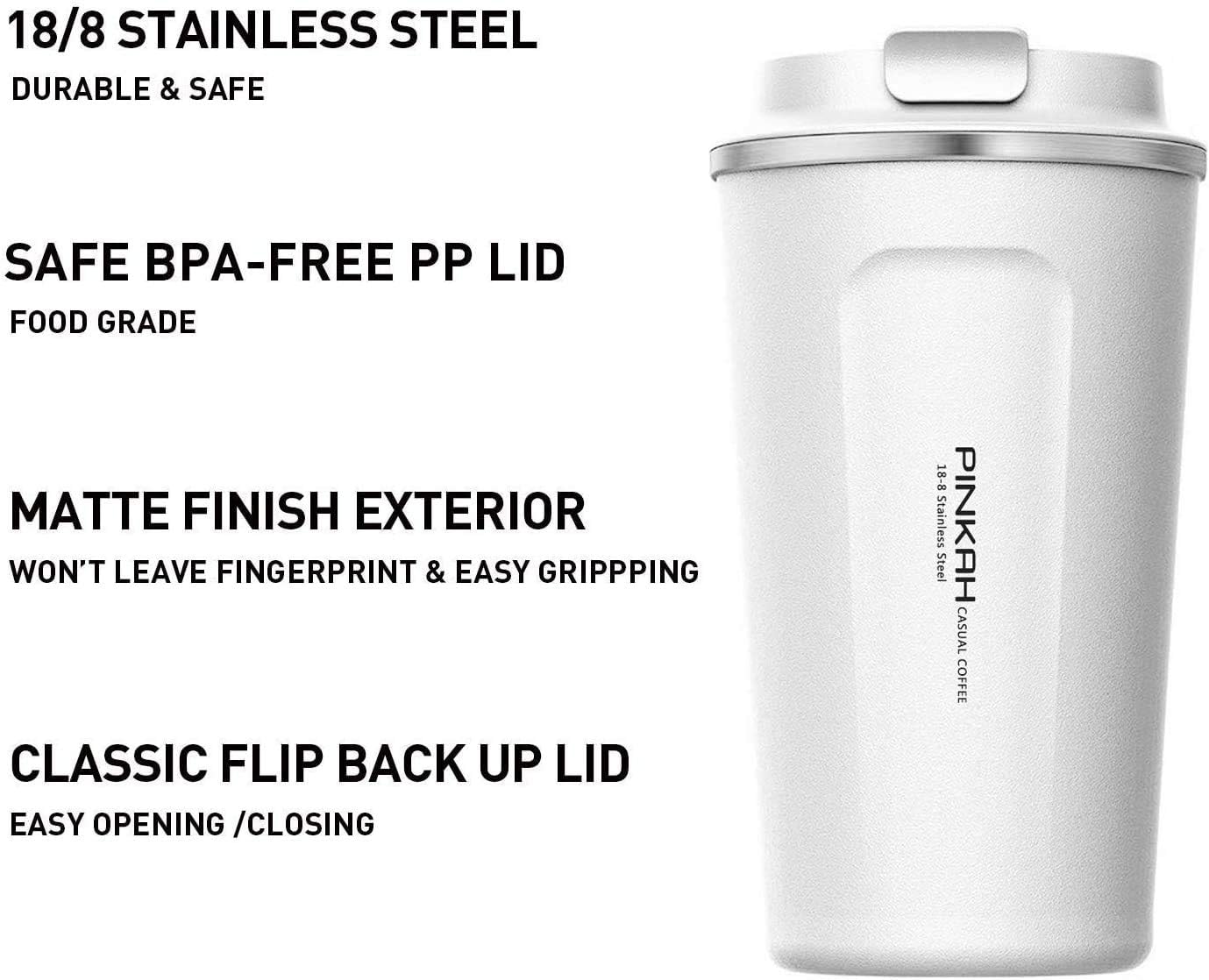 12OZ Travel Coffee Mug, Double Walled Stainless Steel Insulated Vacuum Coffee Tumbler, Thermal Cup with Lid, for Hot and Cold Drinks