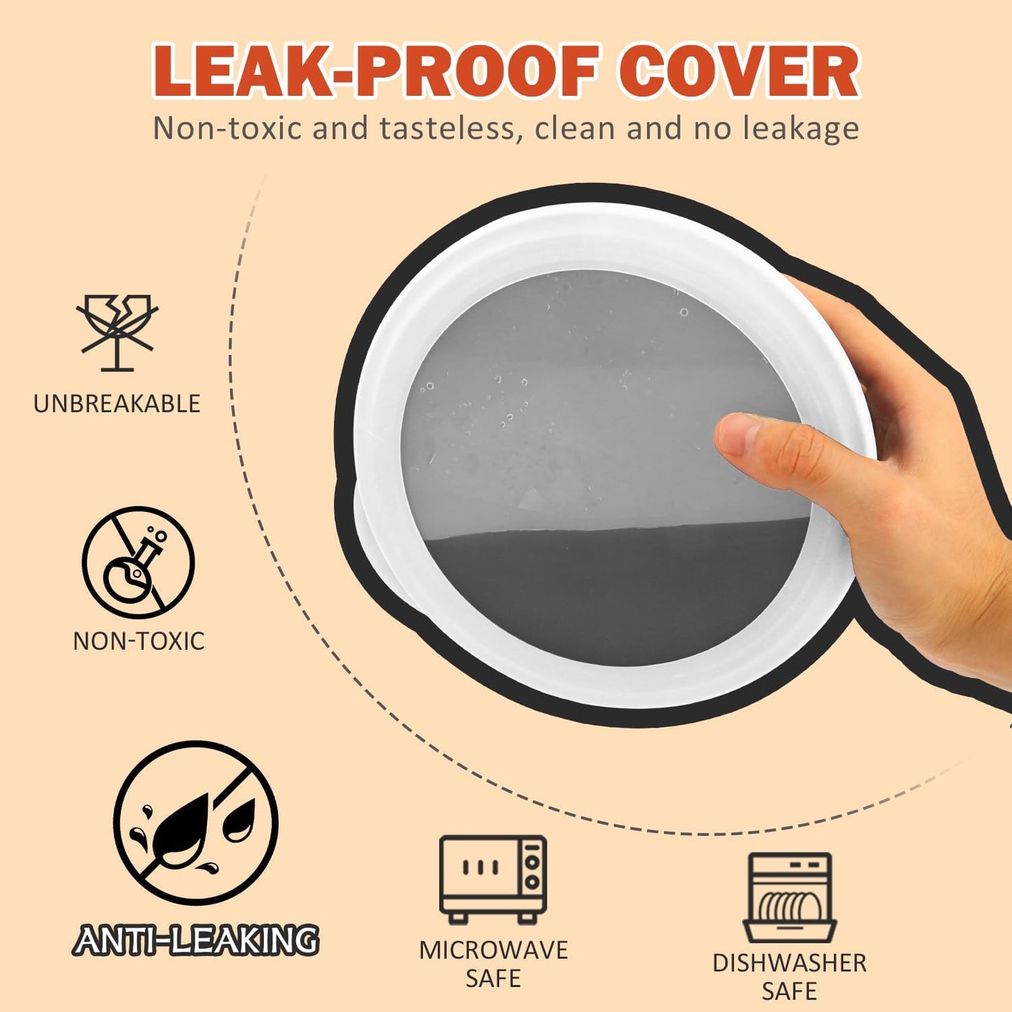 alternative plastic bowl set with lids,unbreakable wheat straw bowls 40oz suitable for indoors and outdoors,overnight foods container with cover. White