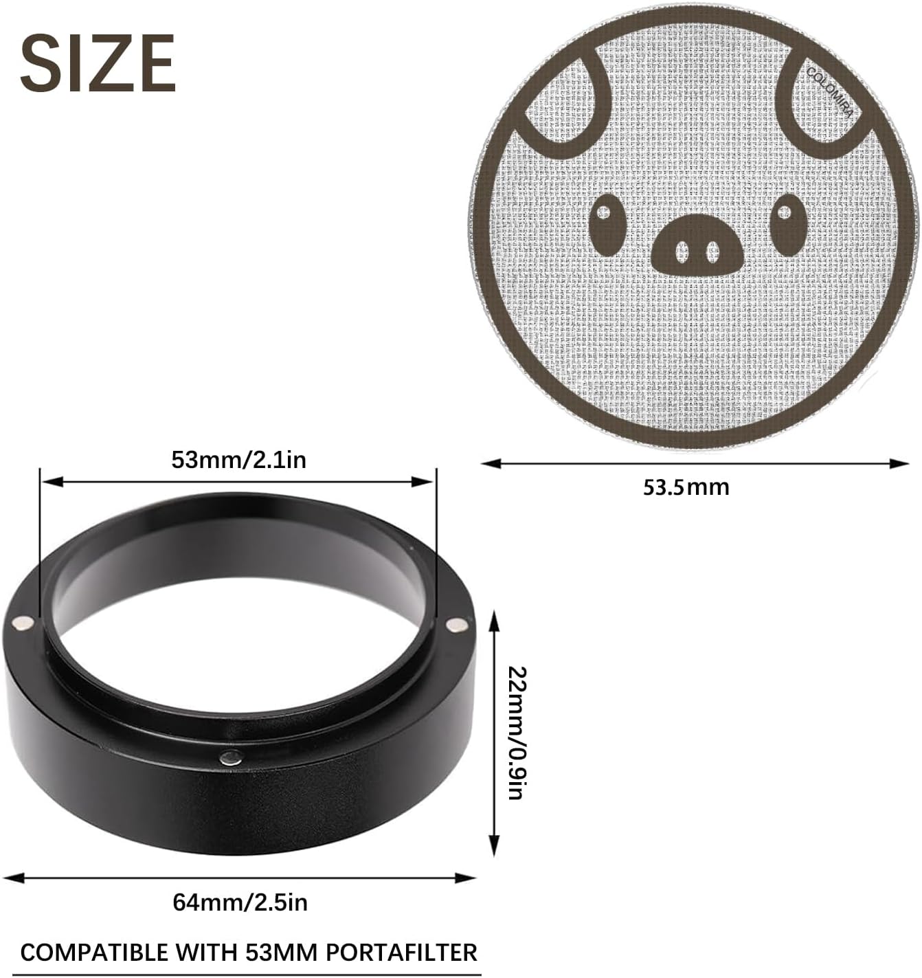 54mm Espresso Accessories Kit, Dosing Funnel and Puck Screen Set, Magnetic Coffee Funnel, 53.5mm Reusable Espresso Puck Screen, Espresso Tools(Piggy)