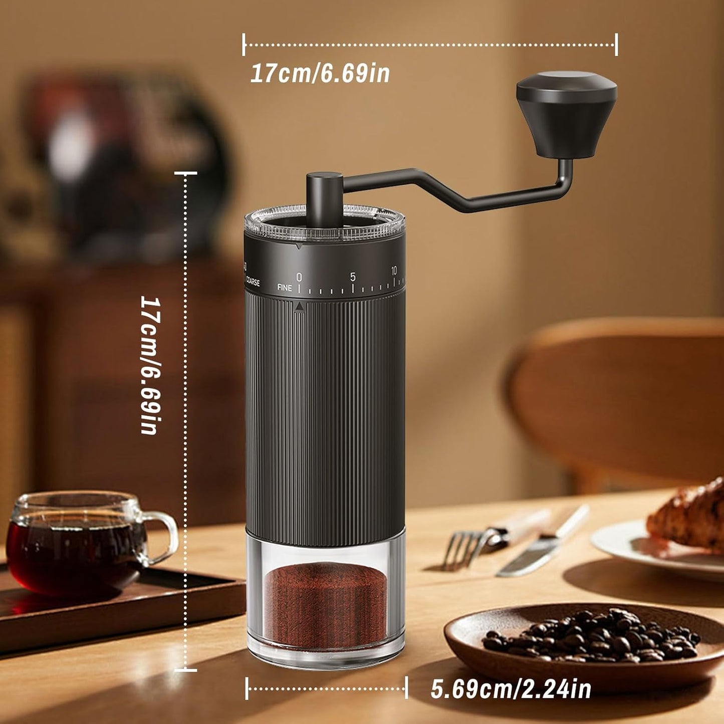 Portable Manual Coffee Grinder with with CNC Stainless Steel Conical Burr 40 Adjustable Settings,Hand Coffee Bean Mill with 30g Capacity & Crank for Travel Camping Office Home