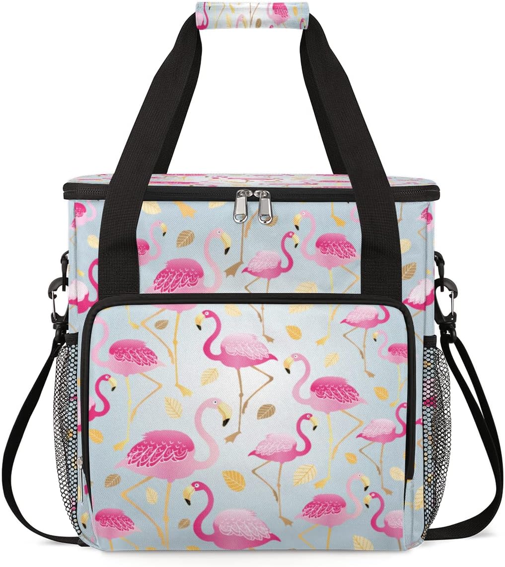 Animal Pink Flamingos Coffee Maker Carring Bag Travel Storage Tote Bag Compatible with Keurig K-Mini or K-Mini Plus Portable Single Serve Coffee Brewer Case with Pockets for K-cup Pods