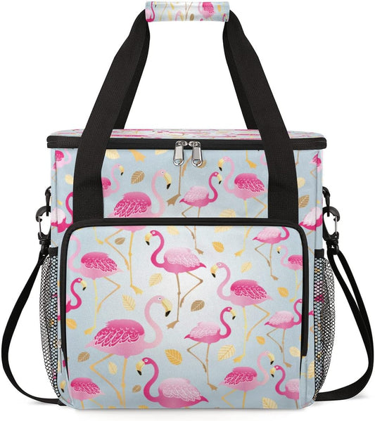 Animal Pink Flamingos Coffee Maker Carring Bag Travel Storage Tote Bag Compatible with Keurig K-Mini or K-Mini Plus Portable Single Serve Coffee Brewer Case with Pockets for K-cup Pods