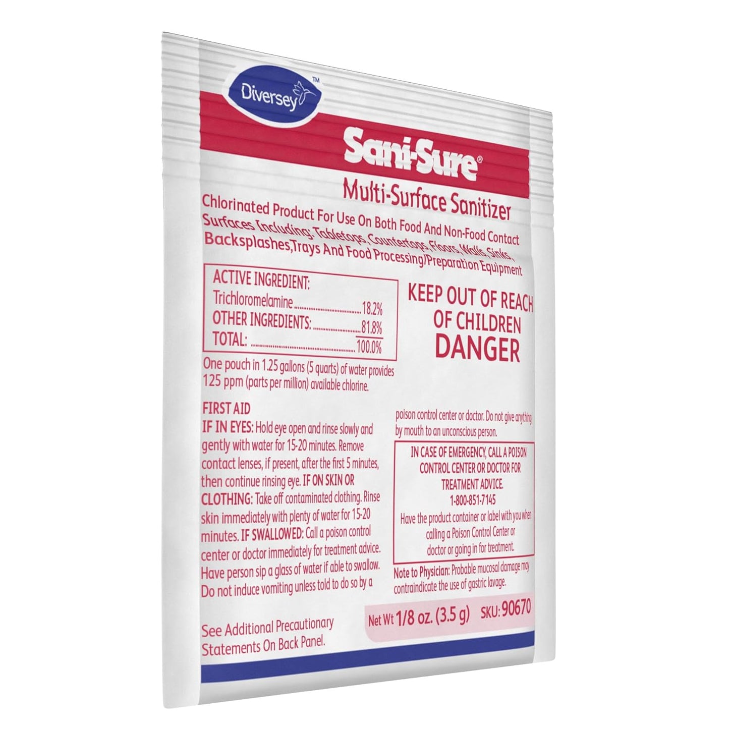 Diversey Sani-Sure Multi-Surface Sanitizer (.125-Ounce, Case of 100)