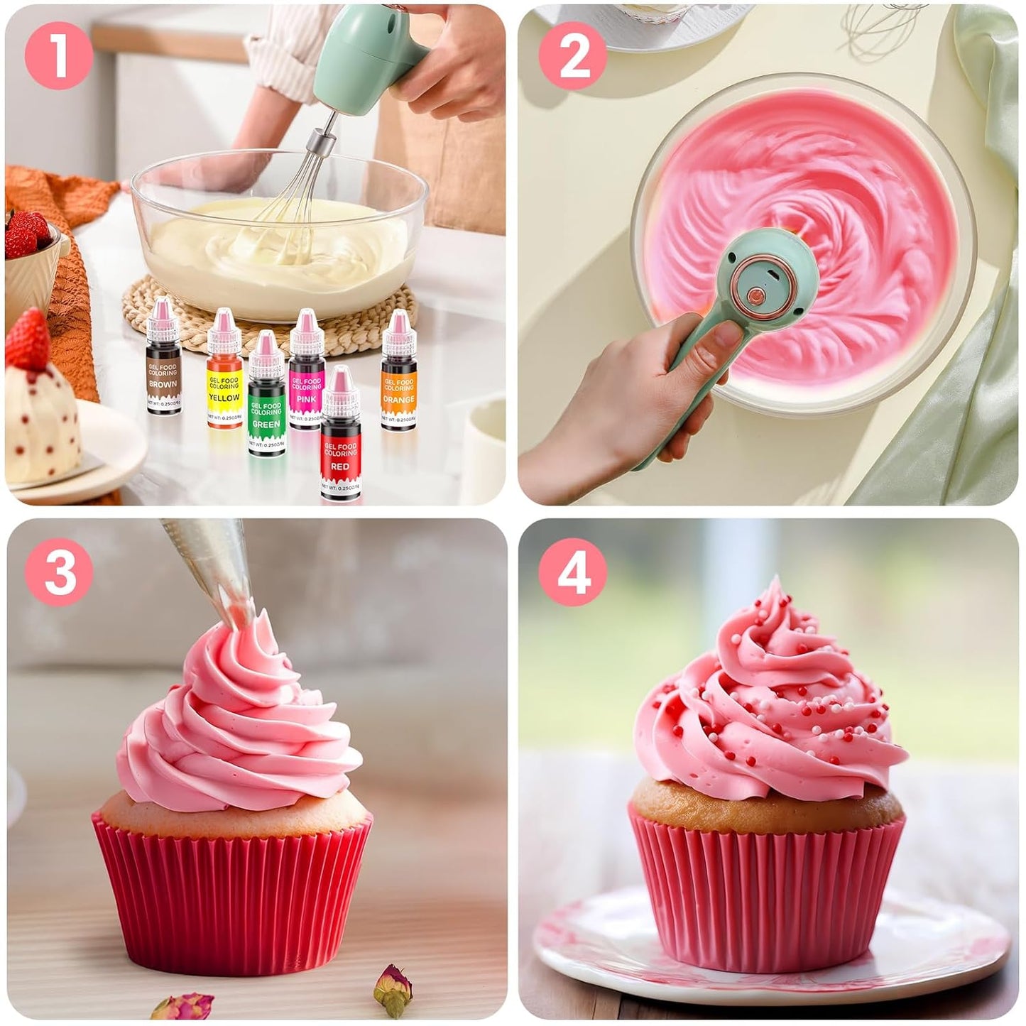 Gel Food Coloring 12 Colors Set for Cake Decorating,Cherrysea Edible Food Dye for Baking Royal Icing Cookie Supplies Gluten Free Food Grade Food Coloring Gel Kits, 0.25 Fl. Oz/Bottles