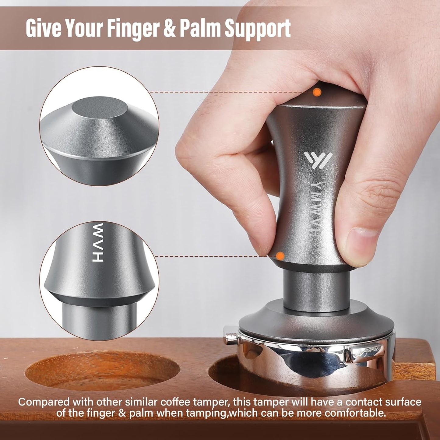 Espresso Tamper 58.3mm Barista Coffee Tamper with Dual Spring Loaded 100% Stainless Steel Ripple Base, Constant 30lb, Compatible with Espresso Machine Rancilio, Gaggia Portafilter, E61 Group(Silver)