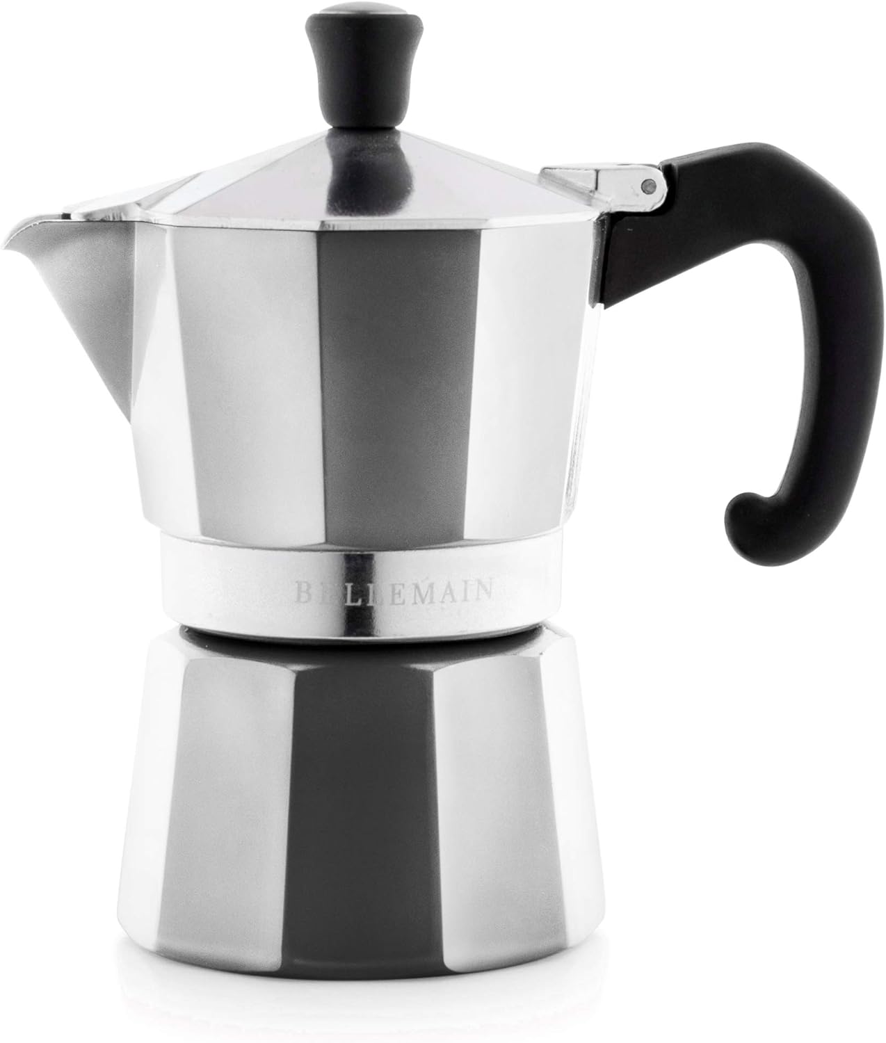Bellemain Stovetop Espresso Maker | Italian Moka Pot Espresso Maker, Classic Aluminum Design Mocha Pot for Home Brewing & Camping | Easy to Use & Clean - 3-Cup, Silver
