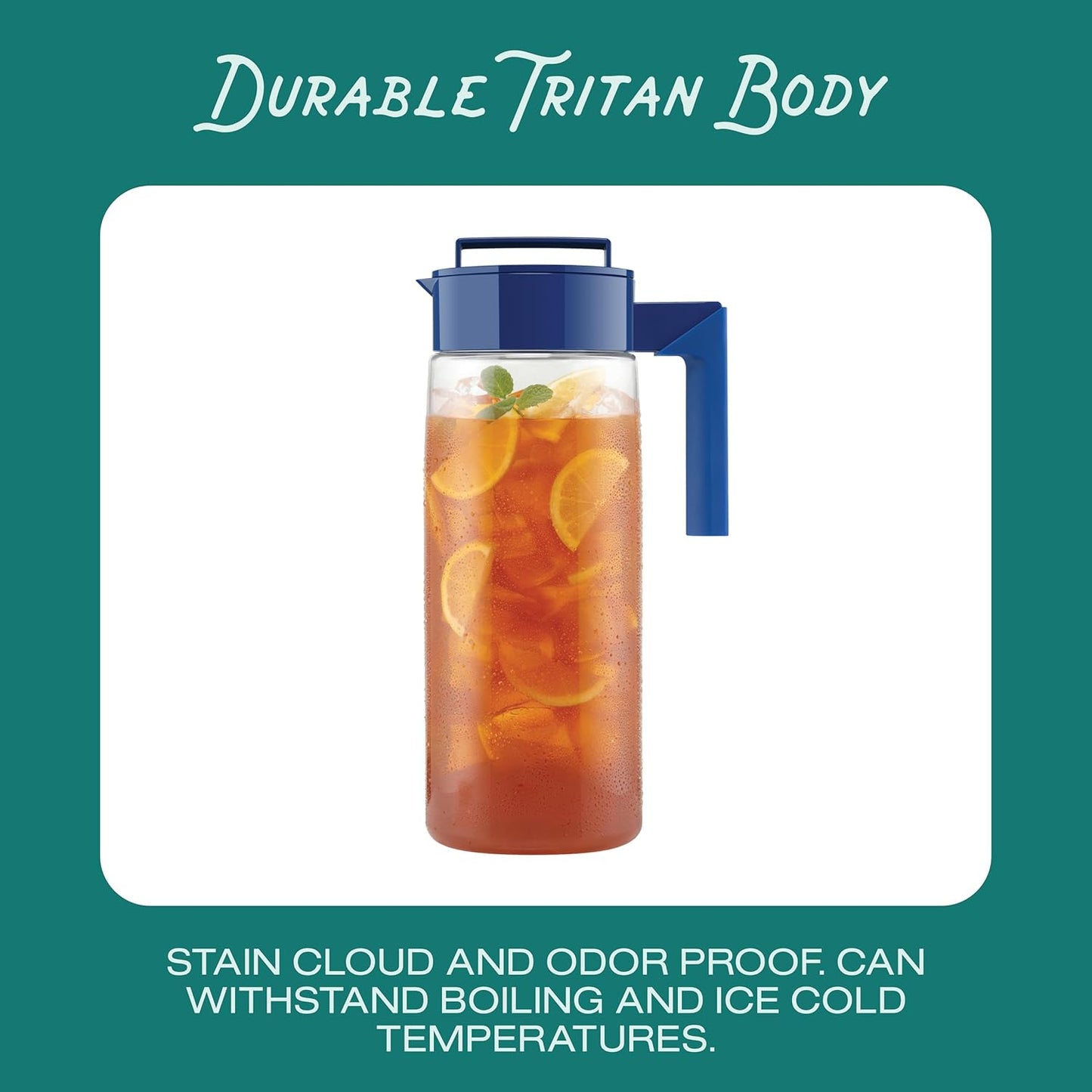 Takeya Patented and Airtight Pitcher Made in the USA, 2 Quart, Blueberry, 10034