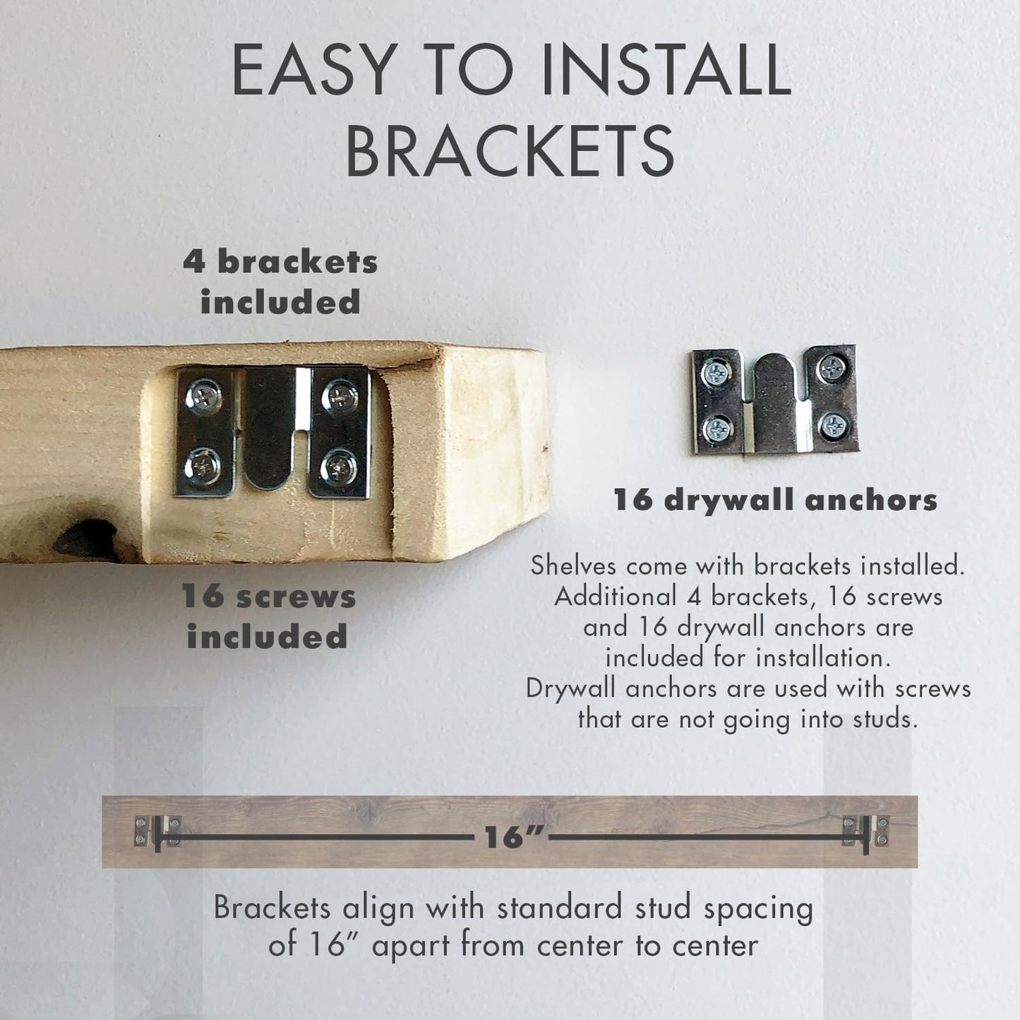 Urban Legacy Reclaimed Barnwood Planks | Floating Shelves for Wall w/Flush Mount Shelf Bracket Set Included | Set of 2 (White Wash, 24" x 7 "x 2")