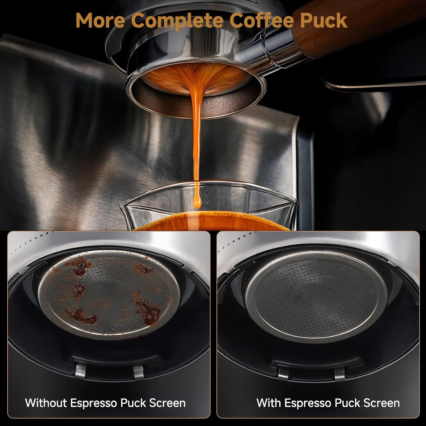 2 Pieces Espresso Puck Screen,Metal Coffee Filter,1.0mm & 1.7mm Thickness 150μm - 316 Stainless Steel,Reusable Barista Espresso Filters for Espresso 58.5mm Portafilter Filter Basket