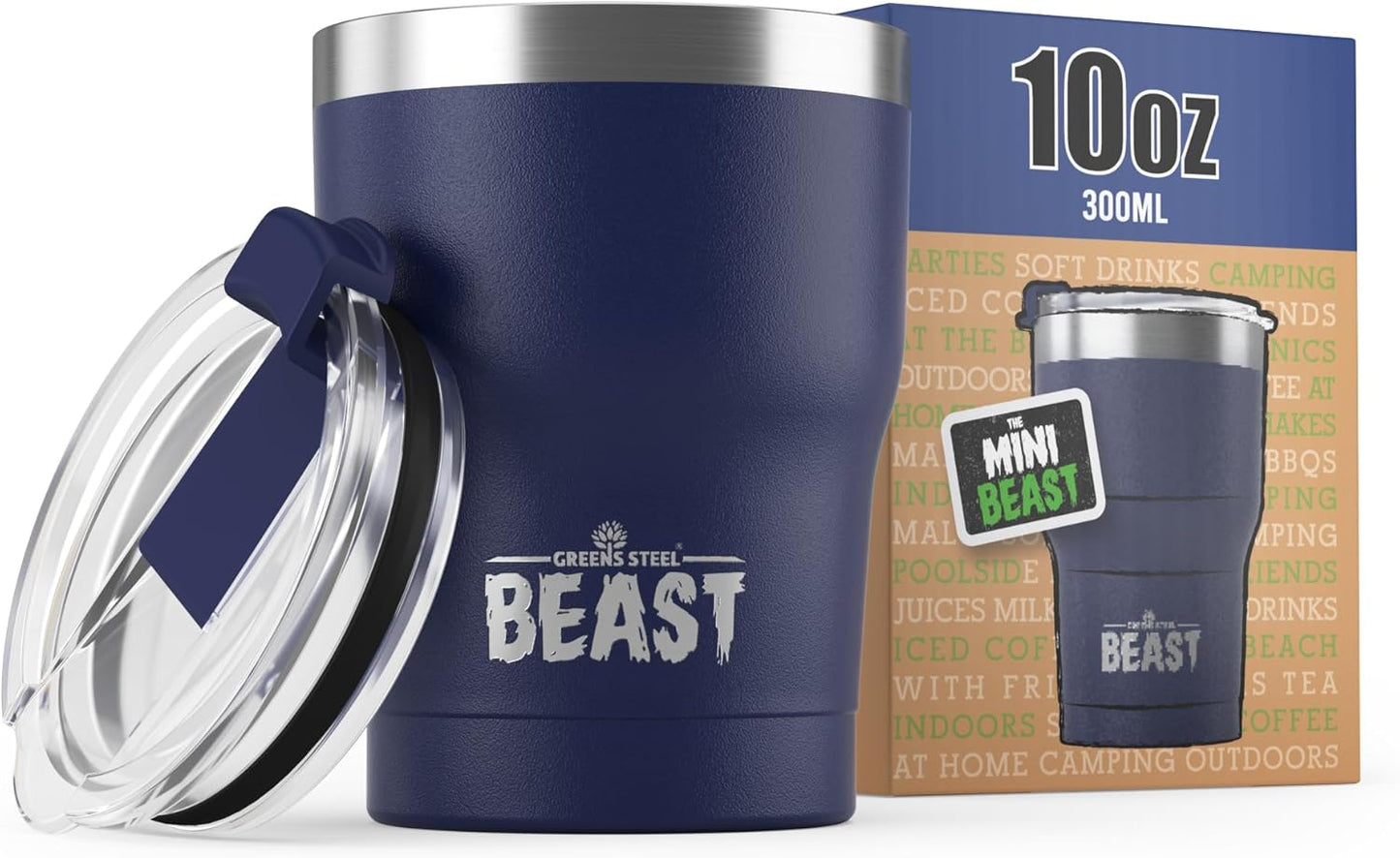 Beast 10 oz Tumbler Stainless Steel Vacuum Insulated Coffee Ice Cup Double Wall Travel Flask (Royal Blue)