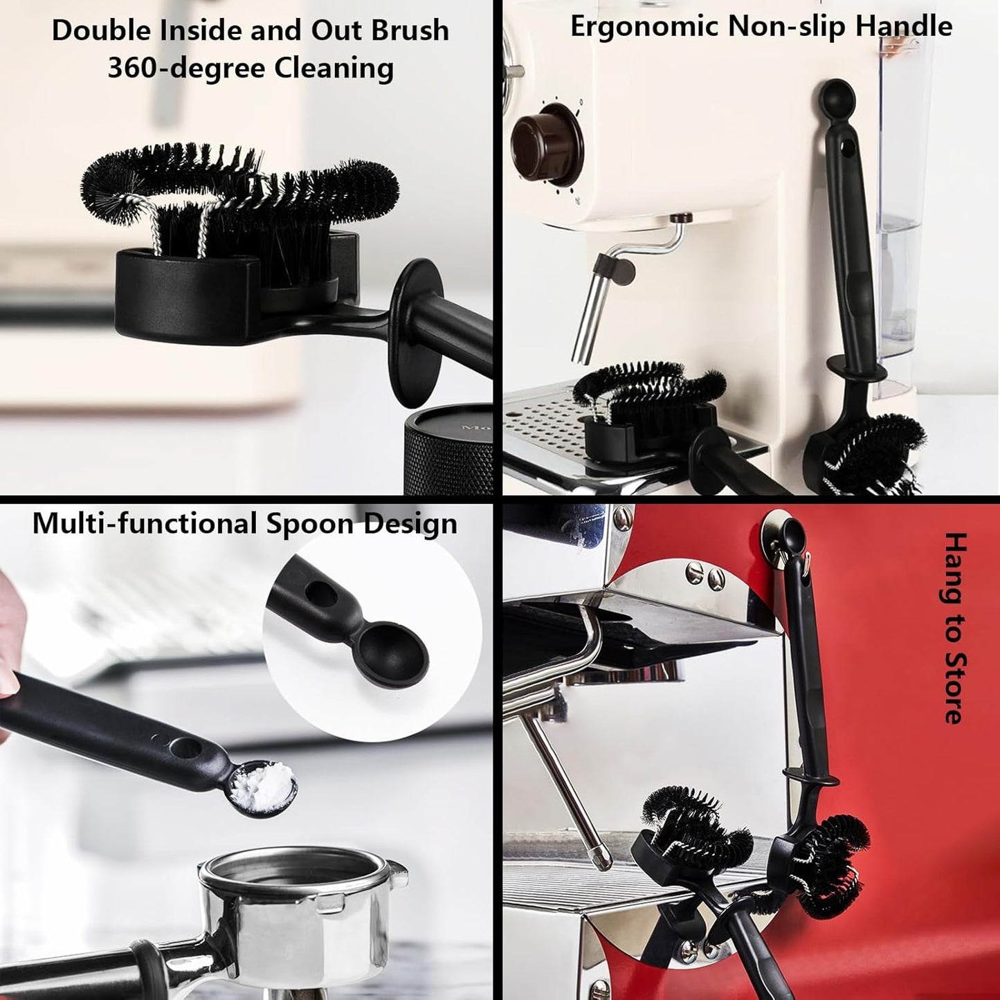 Espresso Coffee Machine Cleaning Brush Kit with Portafilter Cleaning Disc (Brush and Disc for 58mm Coffee Machine)