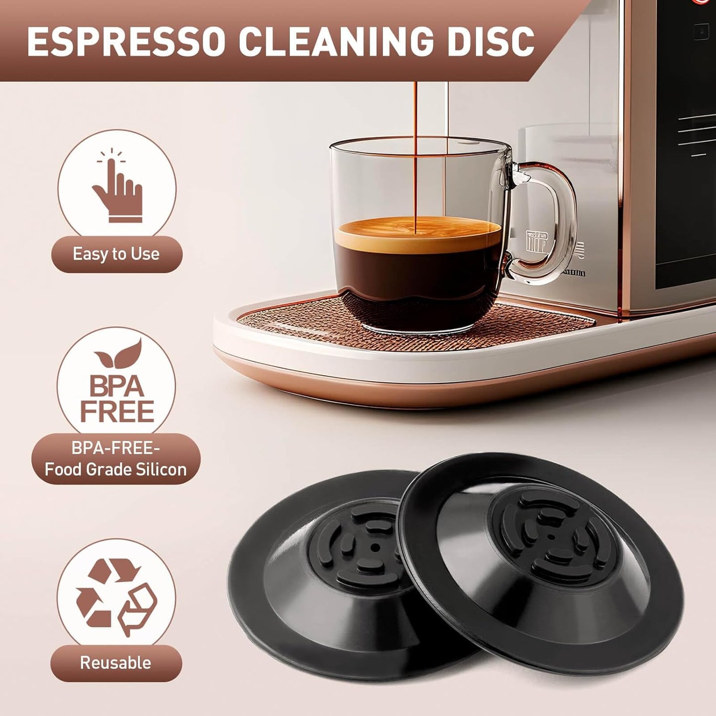2PCS Espresso Cleaning Disc, 54mm Breville Backflush Disc, Durable Silicone Disc Breville Accessories Suitable for BES810BSS, BES840XL, BES878BSS, BES880, BES870XL