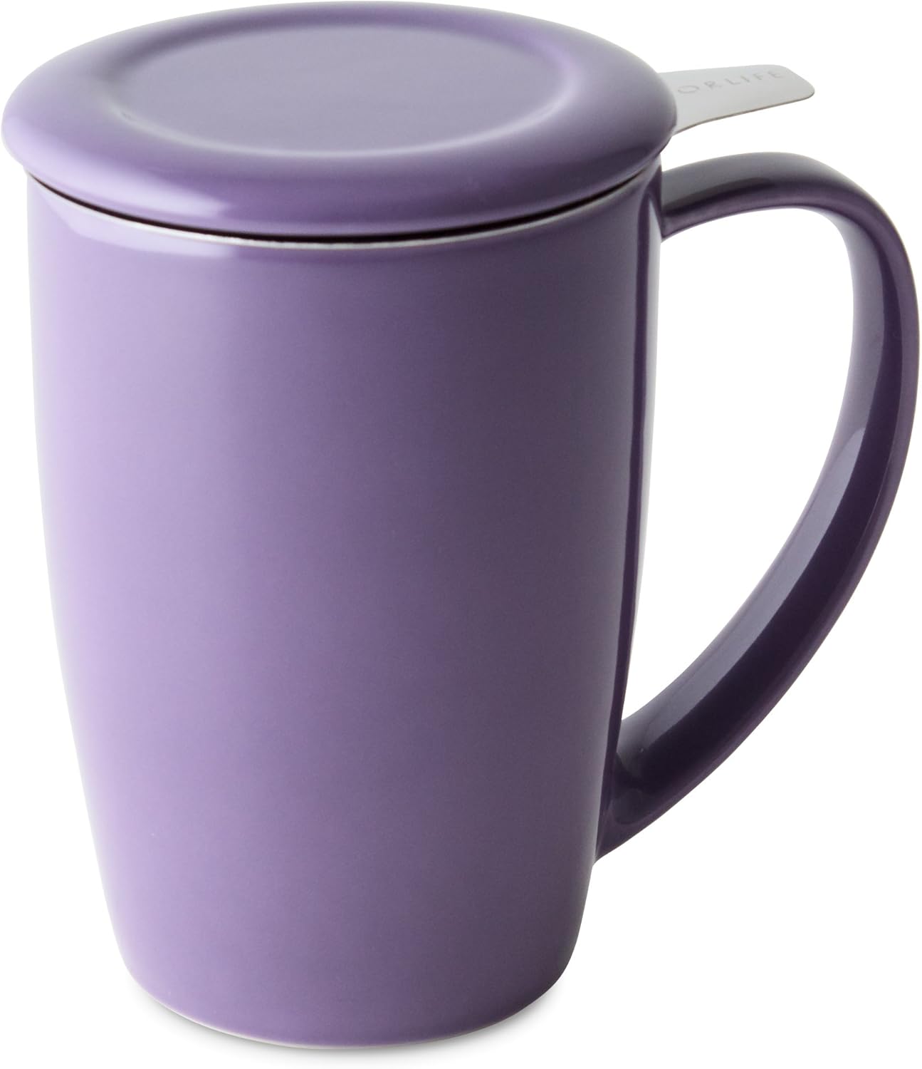FORLIFE Curve Tall Tea Mug with Infuser and Lid, 15-Ounce, Purple