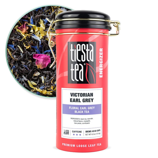 Tiesta Tea - Victorian Earl Grey, Loose Leaf, Floral Earl Grey Black Tea, Premium High Caffeinated Black Drink, Make Hot or Iced, Brews Up to 50 Cups, 4oz Refillable Tin