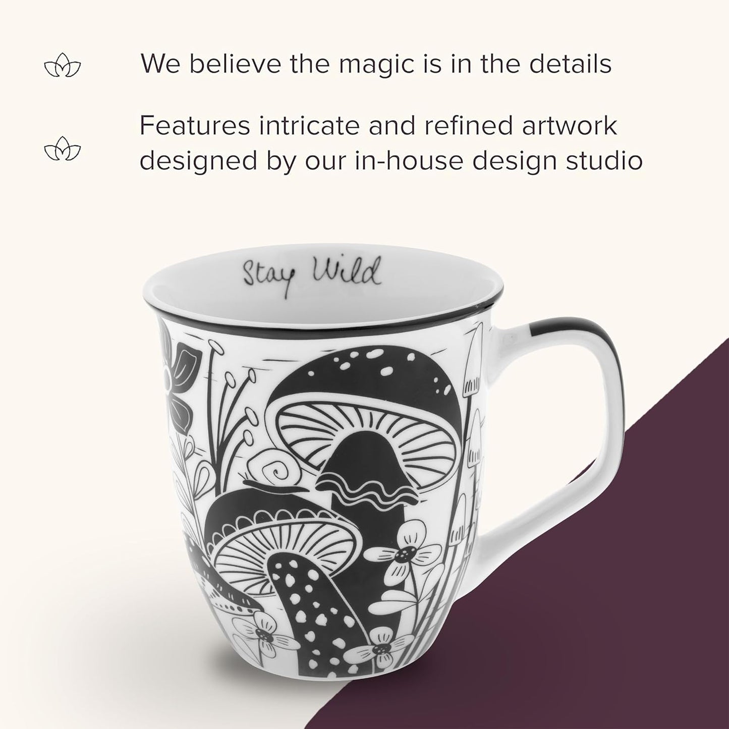 Karma Gifts 14 oz Black and White Boho Mug Celestial - Cute Coffee and Tea Mug - Ceramic Coffee Mugs for Women and Men