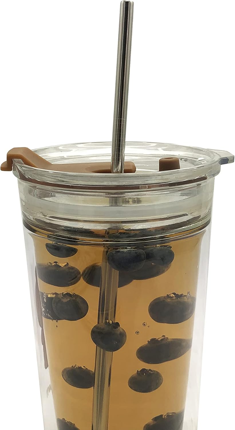 10 Pcs Stainless Steel Straws, Reusable Drinking Straws, Straight Metal Straw Sets with 2 Pcs Cleaning Brushes (10.5 Inch, Silver)