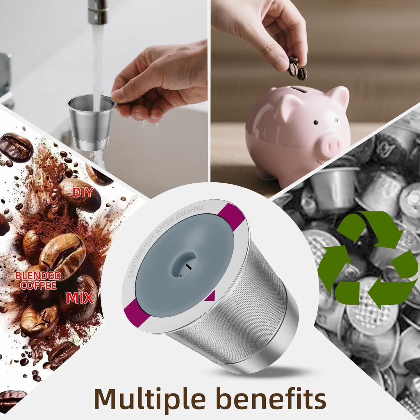 2 Pack Reusable K Cup Coffee Pods, Universal Stainless Steel Refillable K Cup Coffee Filters for Keurig 1.0 and 2.0 Coffee Makers