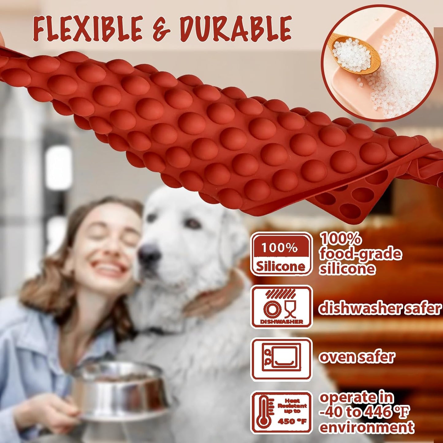 HKNMTT Mini Semi Sphere Shape Molds Silicone, 148 Cavities Round Baking Moulds for Dog Treats Snack Candy Chocolate Chip Cookie Wax Yogurt Melts, Oven Safe Small Half Ball Pellet Sheets