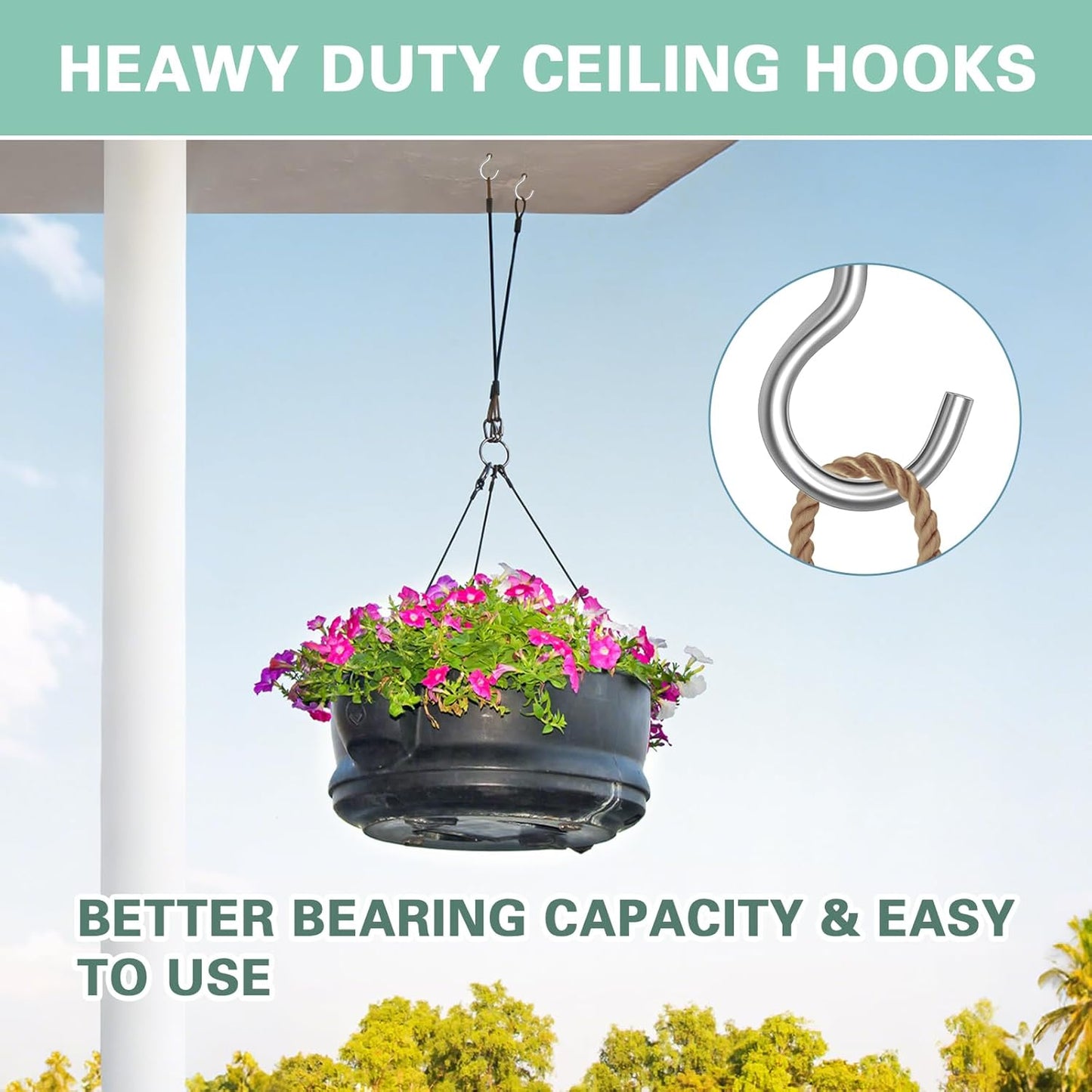 125 Pcs Screw Hooks in 5 Sizes – Cup Hooks for Hanging Plants, Mugs, Lights, and Ceiling Storage (Silver)
