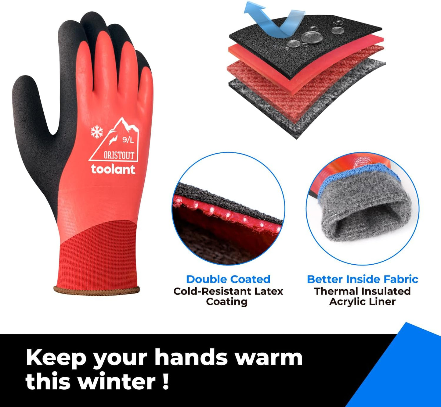 Waterproof Winter Work Gloves for Men and Women, Touchscreen, Freezer Gloves, Thermal Insulated, for Cold Weather