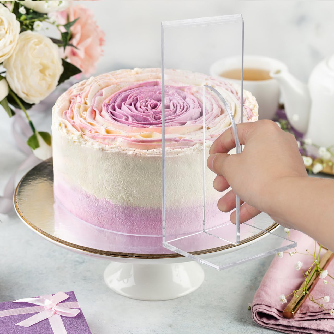 PRETYZOOM Acrylic Cake Smoother Scraper - 8.6 Inch Pastry Scraper Fondant Smoother Baking Accessory Butter Frosting Tools