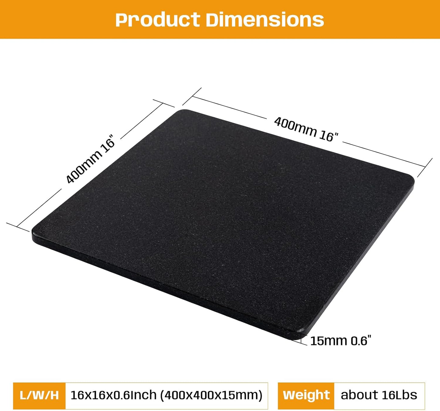 Granite Cutting Board, Marble Slab Pastry Board With Non-Slip Feet For Baking, Cheese, Charcuterie, Chocolate, 16x16 Inch, 1 Piece