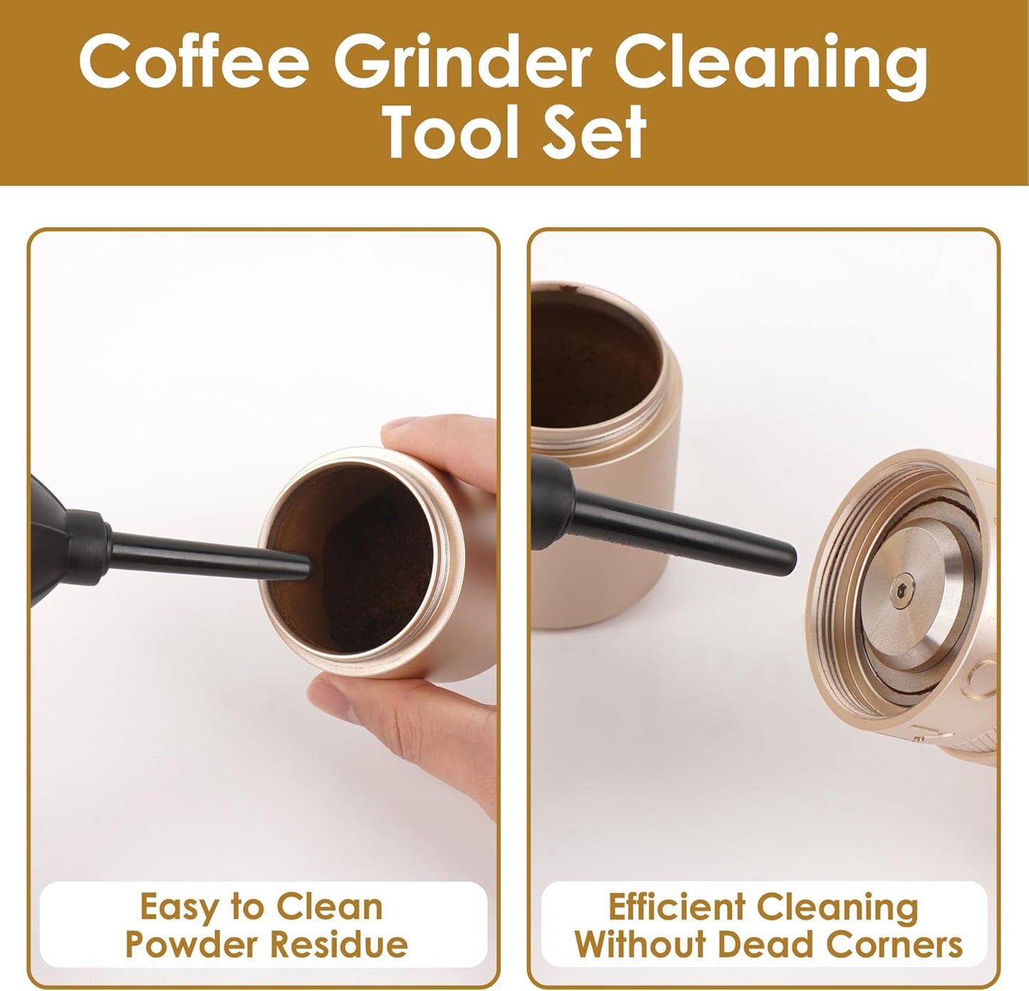 Coffee Grinder Cleaning Kit with Brush, Spoon, and Blower - Espresso Machine Cleaning Tools, Barista Accessories for Grinds, Beans, Portafilters