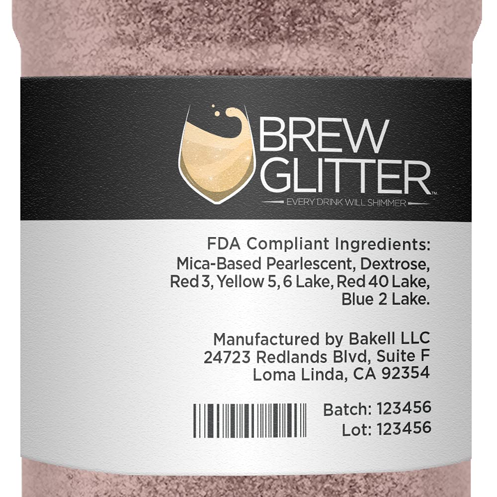 Rose Gold BREW GLITTER Edible Glitter For Drinks, Cocktails, Beer, Garnish Glitter & Beverages | KOSHER & HALAL Certified | 100% Edible & Food Grade | Vegan, Gluten, Nut Free (45g Shaker, Rose Gold)