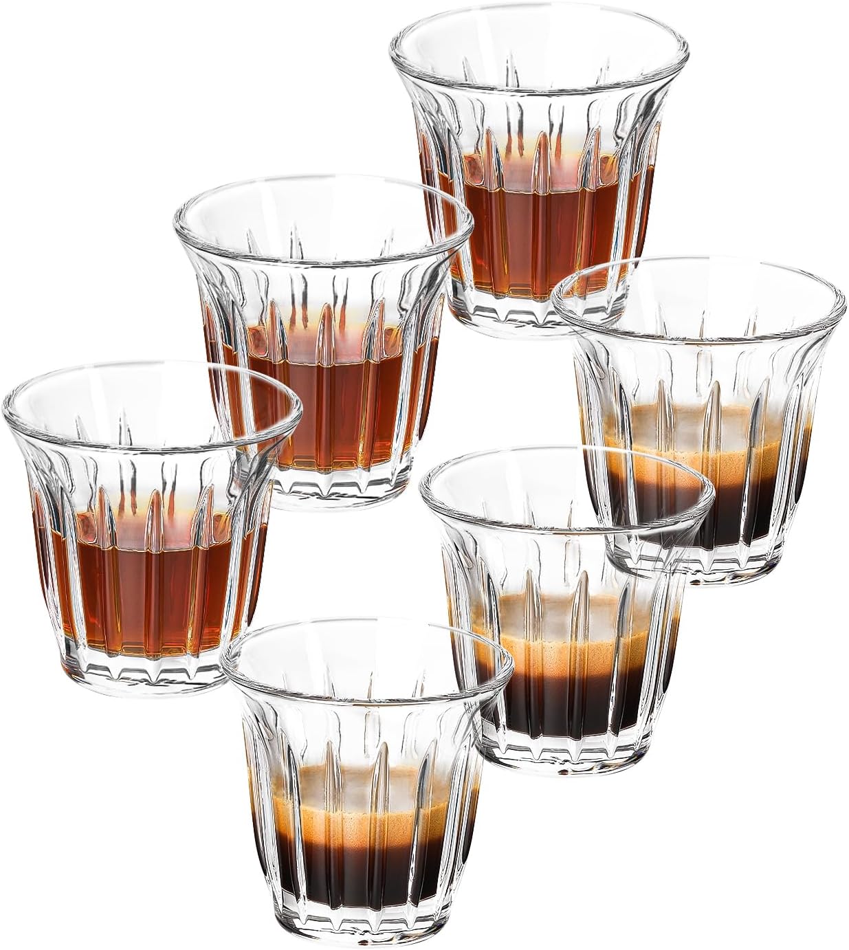 MHW-3BOMBER Shot Glasses Set of 6 Small Glass Cups 3OZ Latte Glasses for Espresso, Whiskey, Vodka, Spirits & Liquors G6190-0S