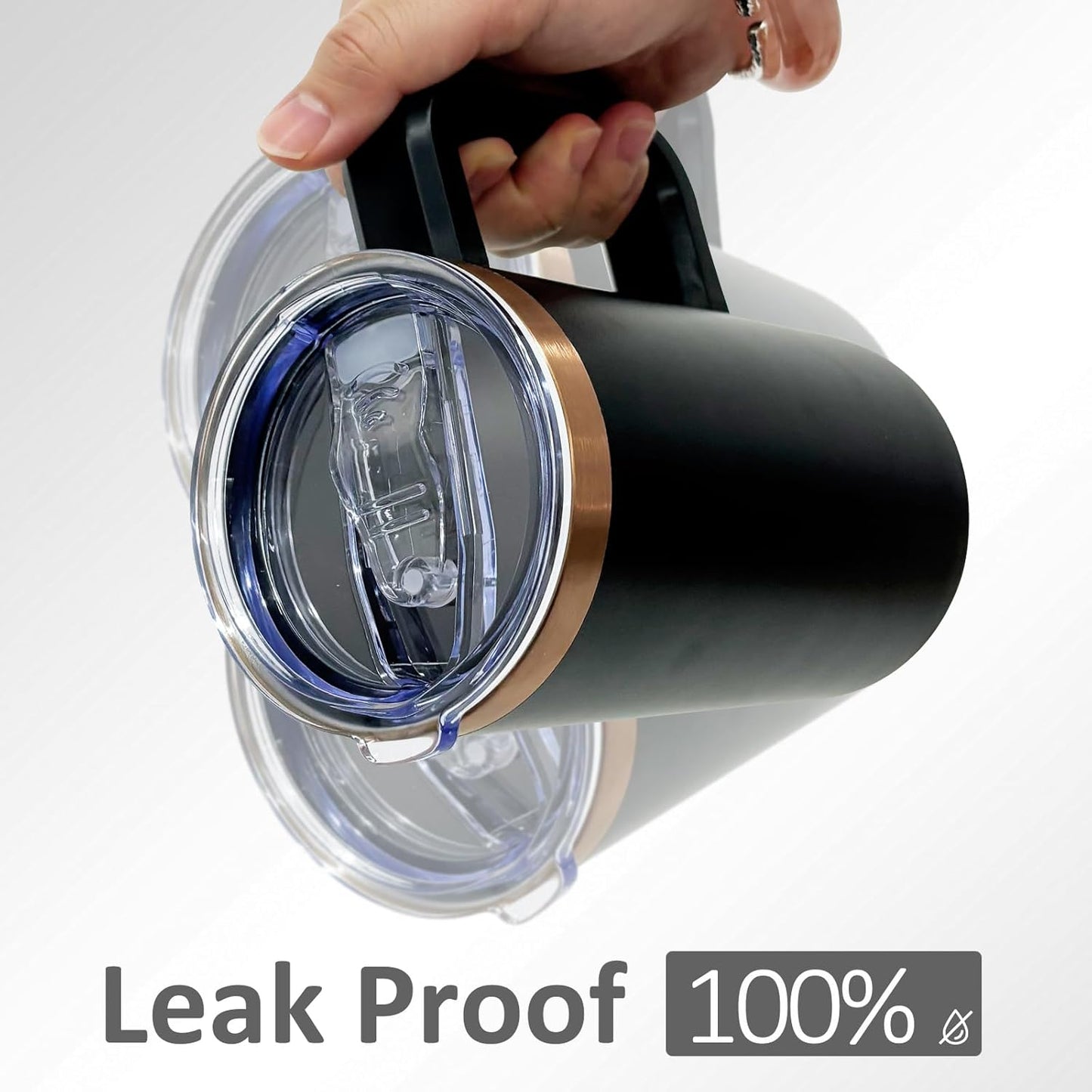 20 oz Insulated Coffee Mug with Lid, 8 Pack Stainless Steel Coffee Tumbler Bulk, Double Wall Vacuum Travel Mug with Handle, Leakproof Powder Coated Coffee Cups for Hot and Cold Drinks (Black,8 pack)