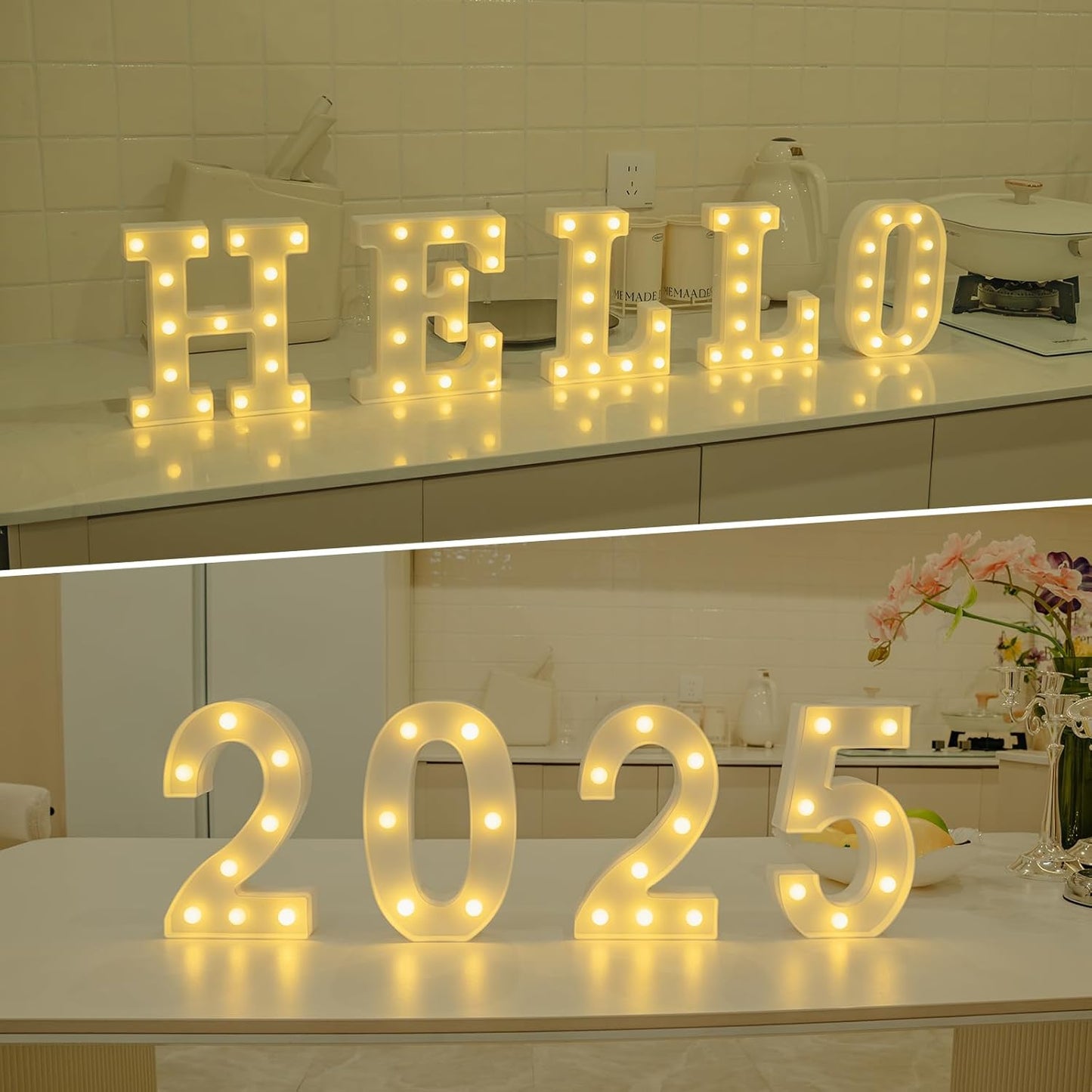 Foaky LED Letter Lights Sign Marquee Light Up Letters Sign for Night Light Wedding/Birthday Party Battery Powered Christmas Lamp Home Bar Decoration(K)