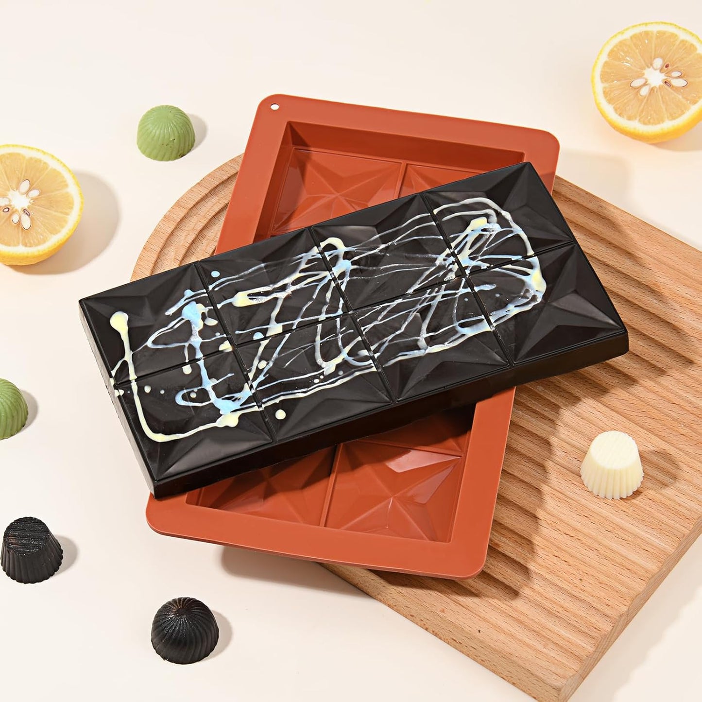 2 Pcs Chocolate Molds Silicone, Deep Chocolate Bar Mold, Non-Stick Food Grade Chocolate Mold for Dubai Chocolate Bar Pistachio, Candy and Chocolate Making - Four-Star Shape