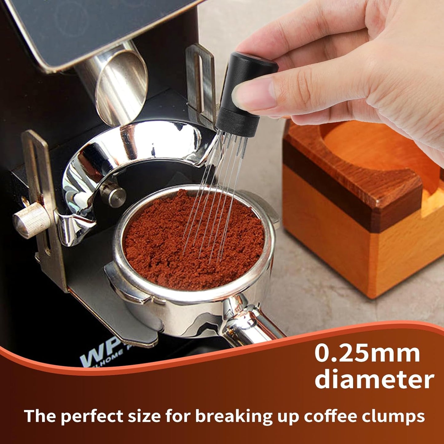 WDT Tools Espresso Puck Screen, 51mm Espresso Accessories Kit - 150μm Puck Screen Set, 0.25mm 316 Stainless Steel 8 Needles Coffee Distribution Stirrer, Portafilter Dosing Ring for Barista Black
