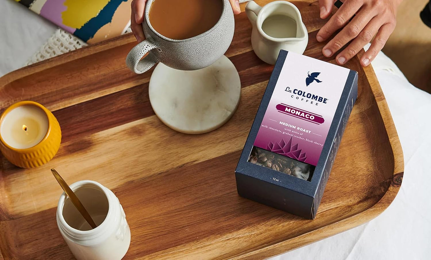 La Colombe Monaco Medium Roast Whole Bean Coffee - Notes of Milk Chocolate, Graham Cracker, Black Cherry, 12 Ounce (Pack of 1)