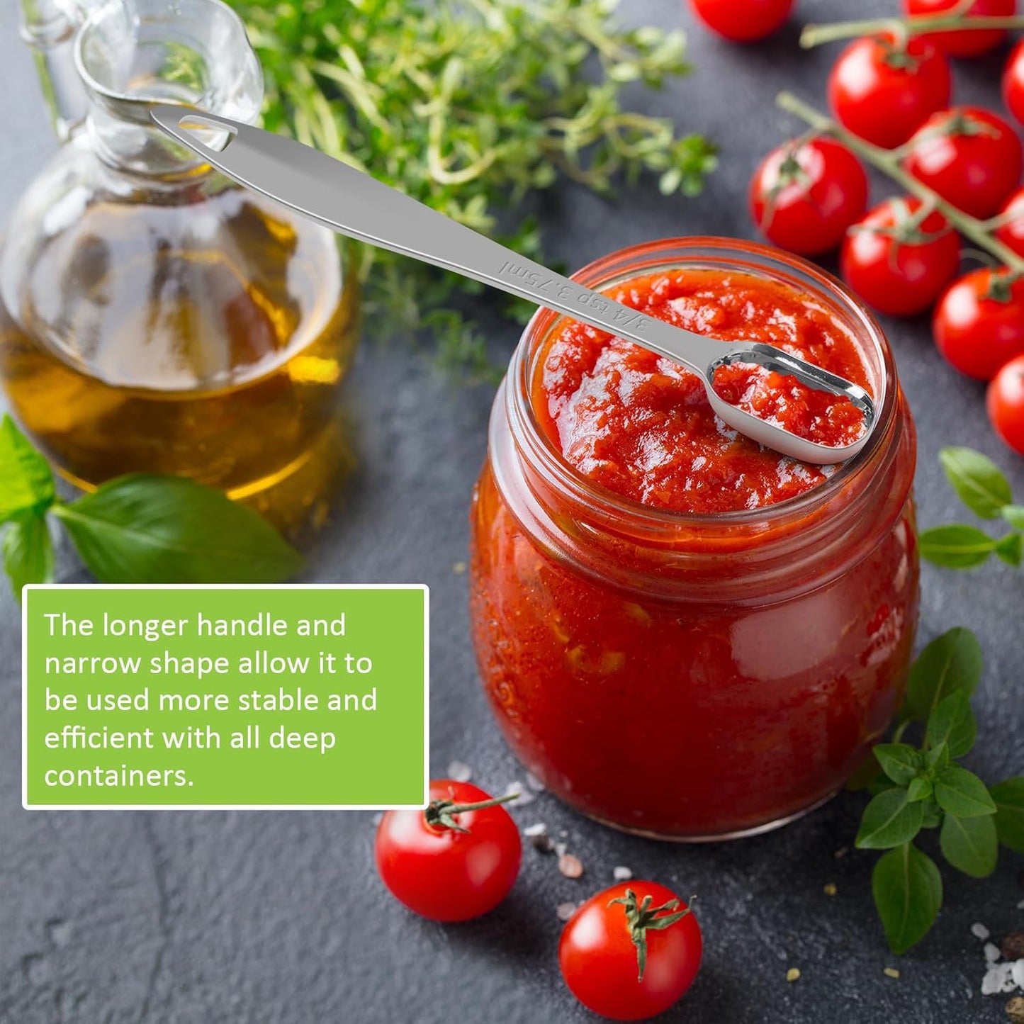 2 Pcs 3/4 Teaspoon(| 3.75 mL | 3/4 Tsp | 1/4 Tbsp | 3.75 cc | 1/8 oz) Stainless Steel Single Measuring Spoon, Long Handle Metal Measuring Spoon, Kitchen Gadgets for Cooking & Baking