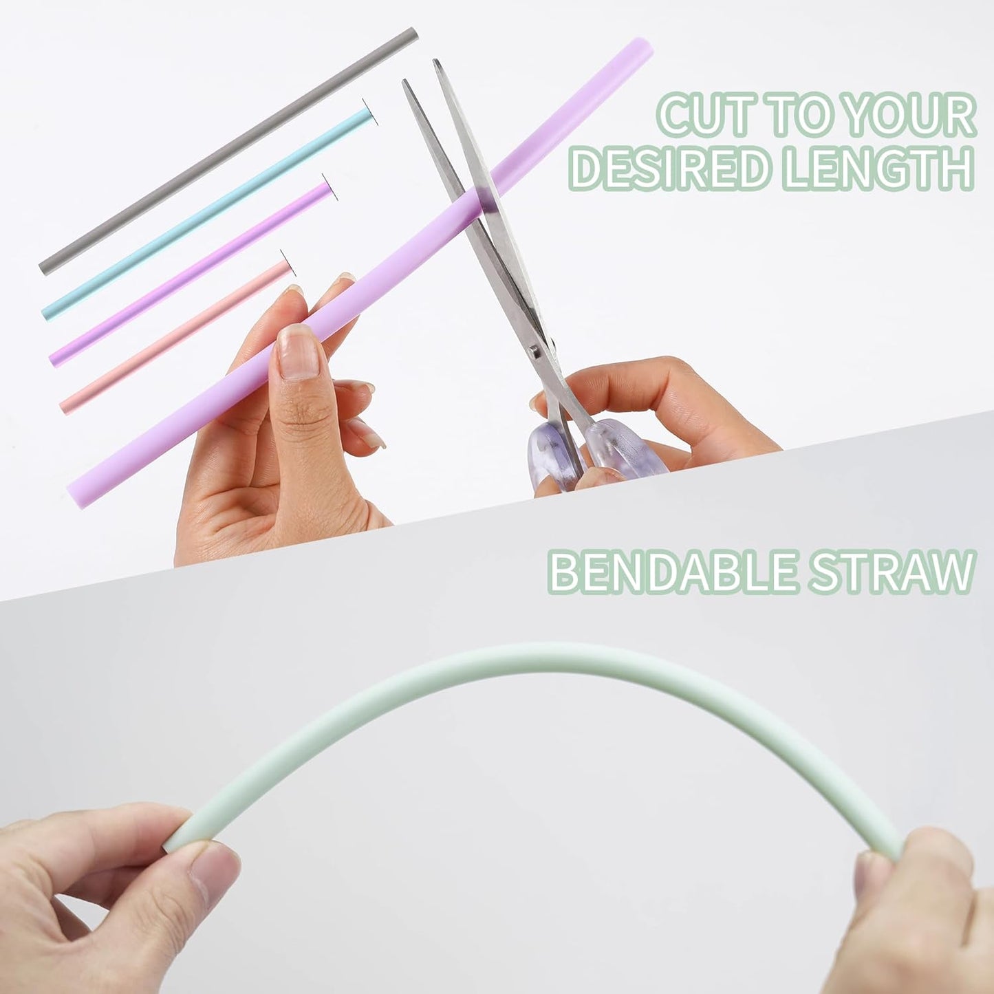 Reusable Straw with Case - Dishwasher Safe ECO-Friendly BPA Free Travel Straws with Case, 9 Inch Extra Long,Flexible Silicone Smoothie Straws with Cleaning Brush (Multicolor)