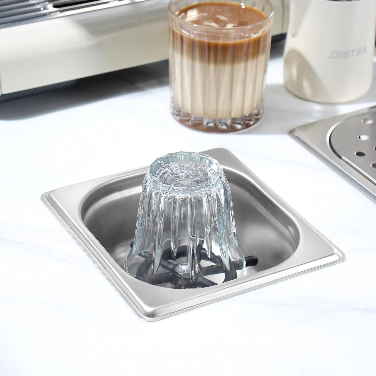 DIBTSA Pitcher Rinser, Automatic Glass Cup Washer, Stainless Steel Coffee Milk Tea Cup Cleaner, for Home Kitchen Hotel Bar Restaurant (6.9x6.3x2.6 Inch)