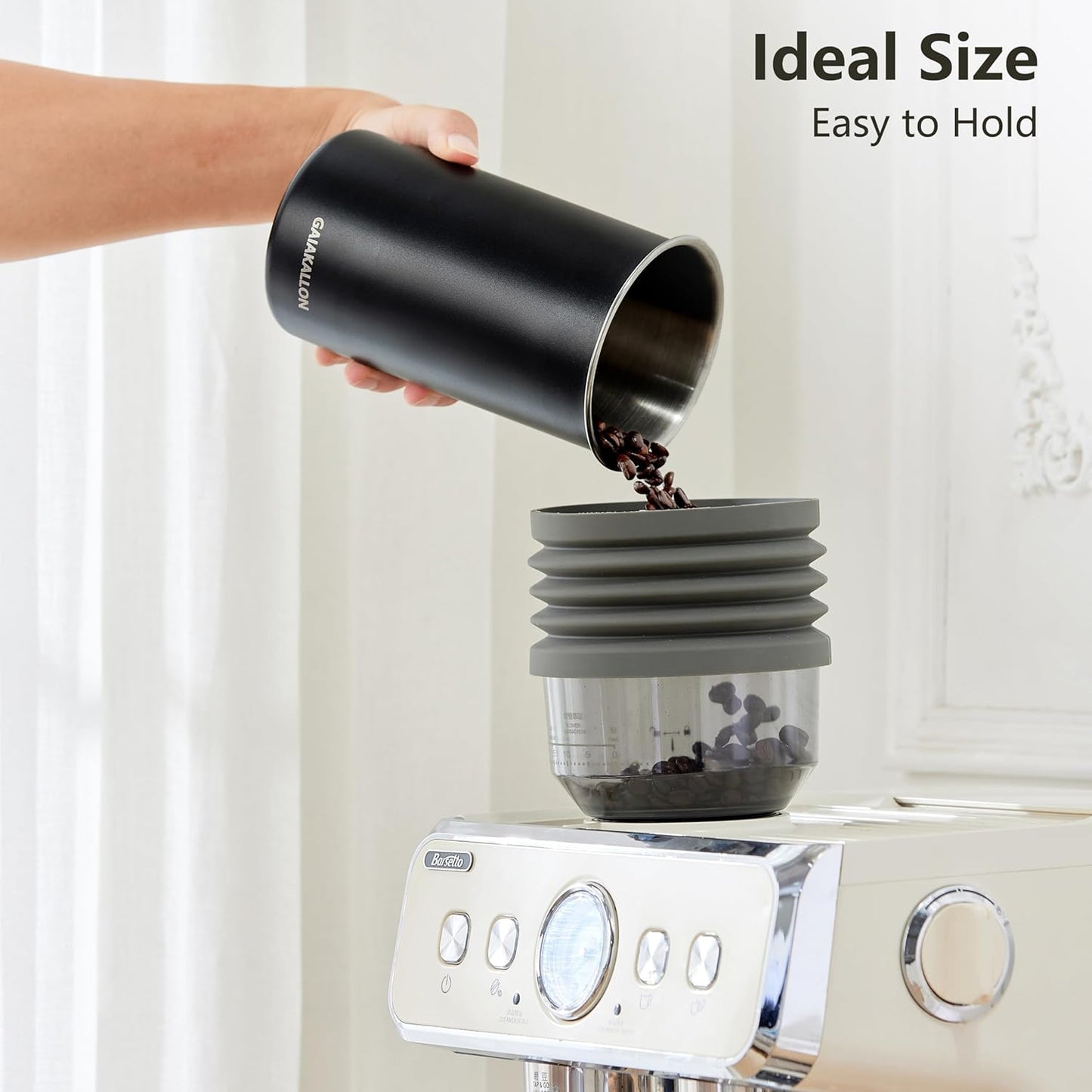 Vacuum Coffee Canister, Stainless Steel Airtight Coffee Storage Container, Coffee Container for 12oz Coffee Beans, Coffee Beans Storage, 34 fl.oz