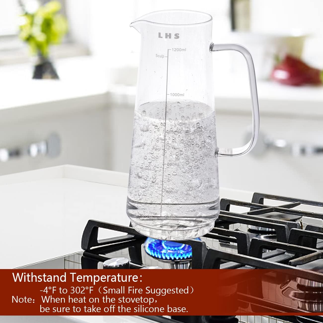 LHS Cold Brew Coffee Maker 2 in 1 Iced Coffee Maker, Glass Pitcher with Lid- 1.2Liter / 40oz, Stainless Steel Filter Removable and BPA-Free Glass Carafe for Iced Coffee, Cold Brew Tea, Juice