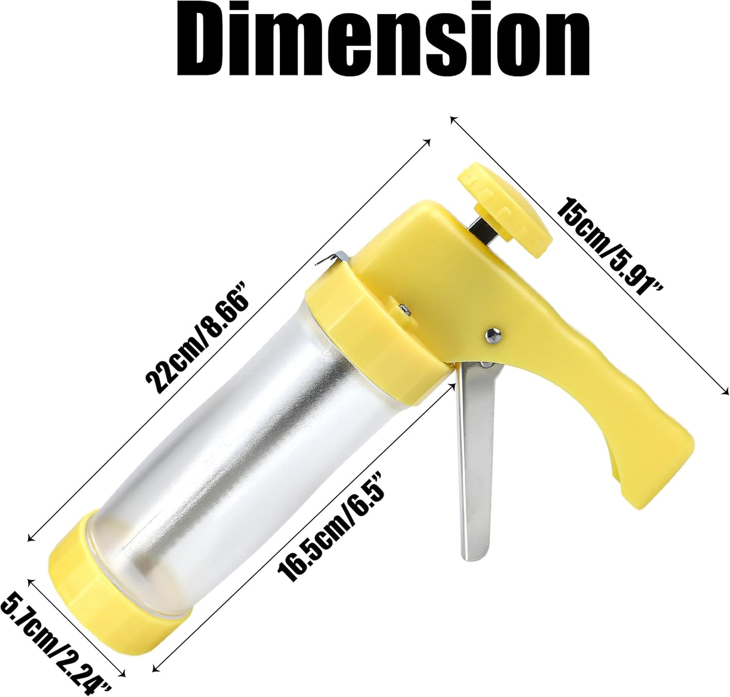 Cookie Press Gun Kit – Cookie Spritzer Set with 16 Discs and 6 Piping Tips for Baking, Cake Icing Nozzle, Deviled Egg Filler, Donut Decorating, Stainless Steel Food Syringe, Extruder, Injector