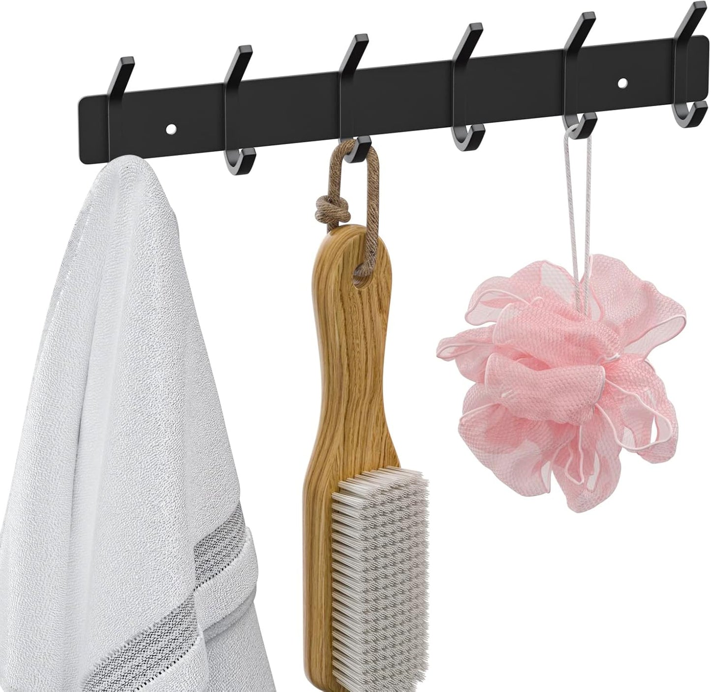 VAEHOLD Wall Hooks Coat Hooks Wall Mounted, Coat Rack with 6 Double Hooks for Hanging Towel Hat Coat Robe Bag Key for Bathroom Kitchen Bedroom 2 Pack