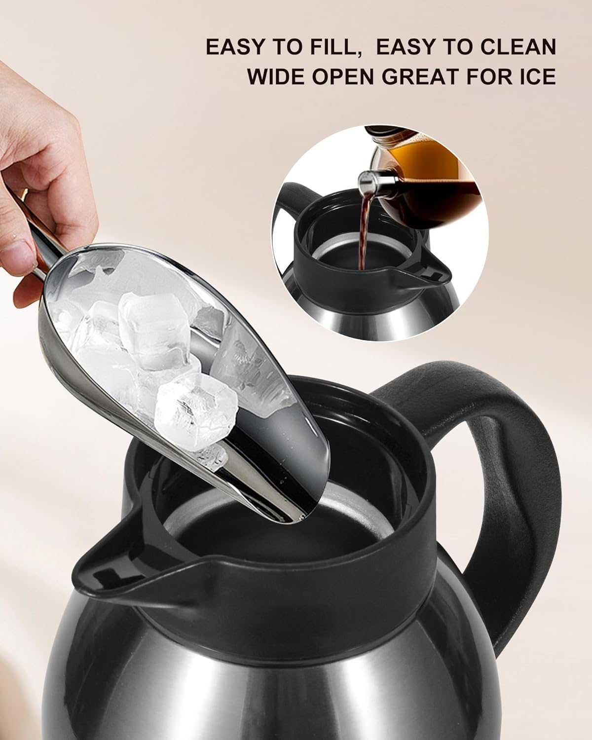 2 PCS Large and Heavy Thermal Coffee Carafe 101 oz,Fullness Water is 7.3 LB - 24 Hours Hot, Insulated Airpot Dispenser,Coffee Carafes For Keeping Hot for Parties (2 Silver)