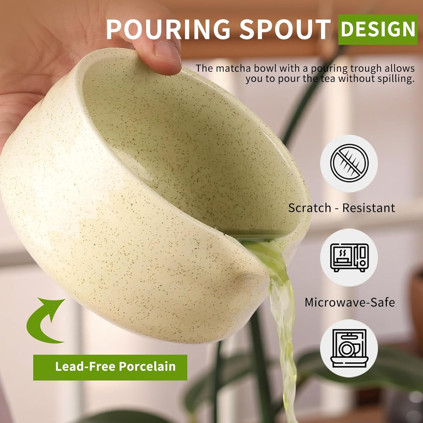 Japanese Matcha Whisk Set - 7-Piece Kit Bamboo Chasen, Ceramic Bowl with Spout, Stainless Steel Sifter & Holder Yellow