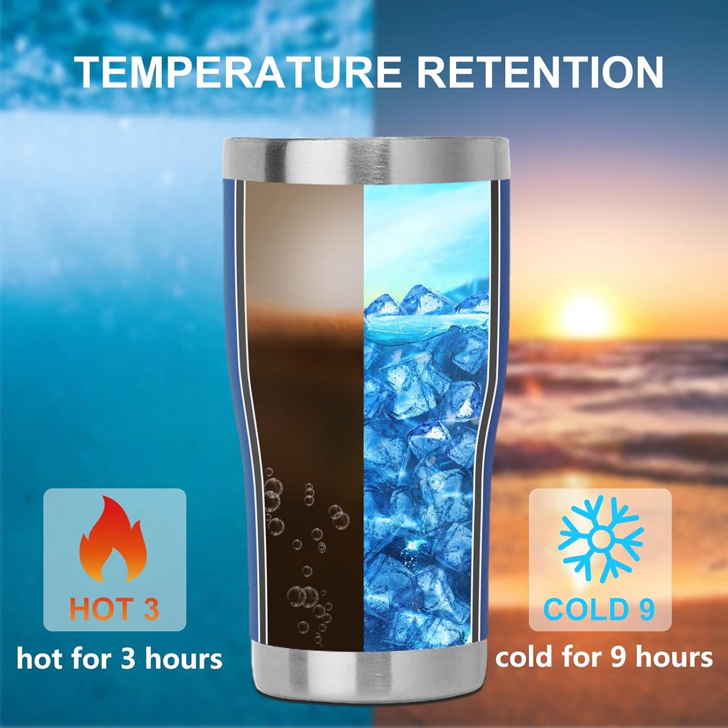 DOMICARE 20oz Tumbler with Lid Stainless Steel Tumblers Bulk, Double Wall Vacuum Insulated Coffee Travel Mug Powder Coated Tumbler, 8 Pack Dark Blue