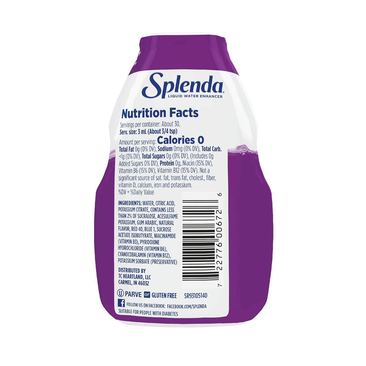 SPLENDA Liquid Water Enhancer Drops, Sugar Free, Zero Calorie, Natural Flavor, Concentrated Drink Mix, 3.11 Fl Oz Each Bottle (Grape, 2 Pack)